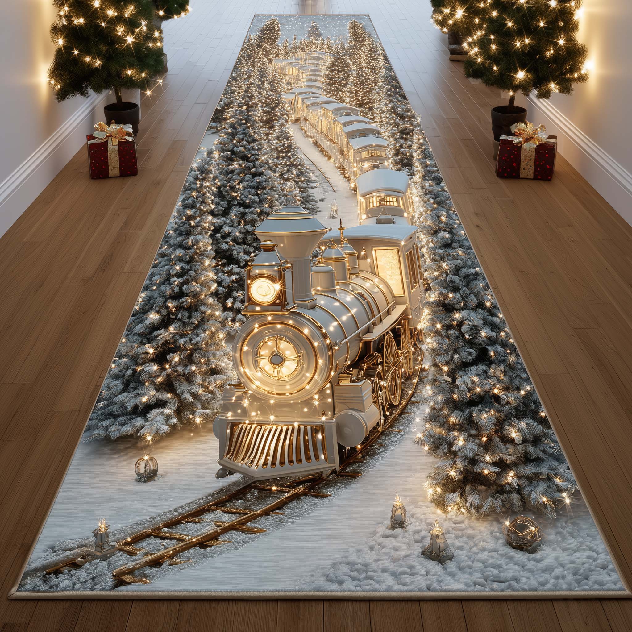 3D Yuletide Express Runner Rug