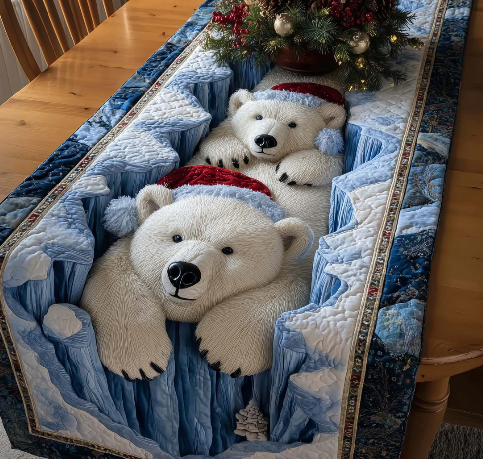 Polar Trail Quilted Table Runner | polar bear