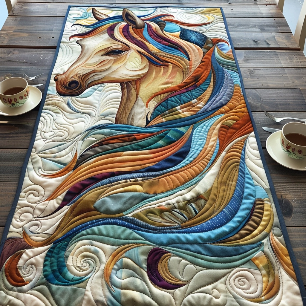 Painted Breeze Horse Quilted Table Runner 🐎🌈✨