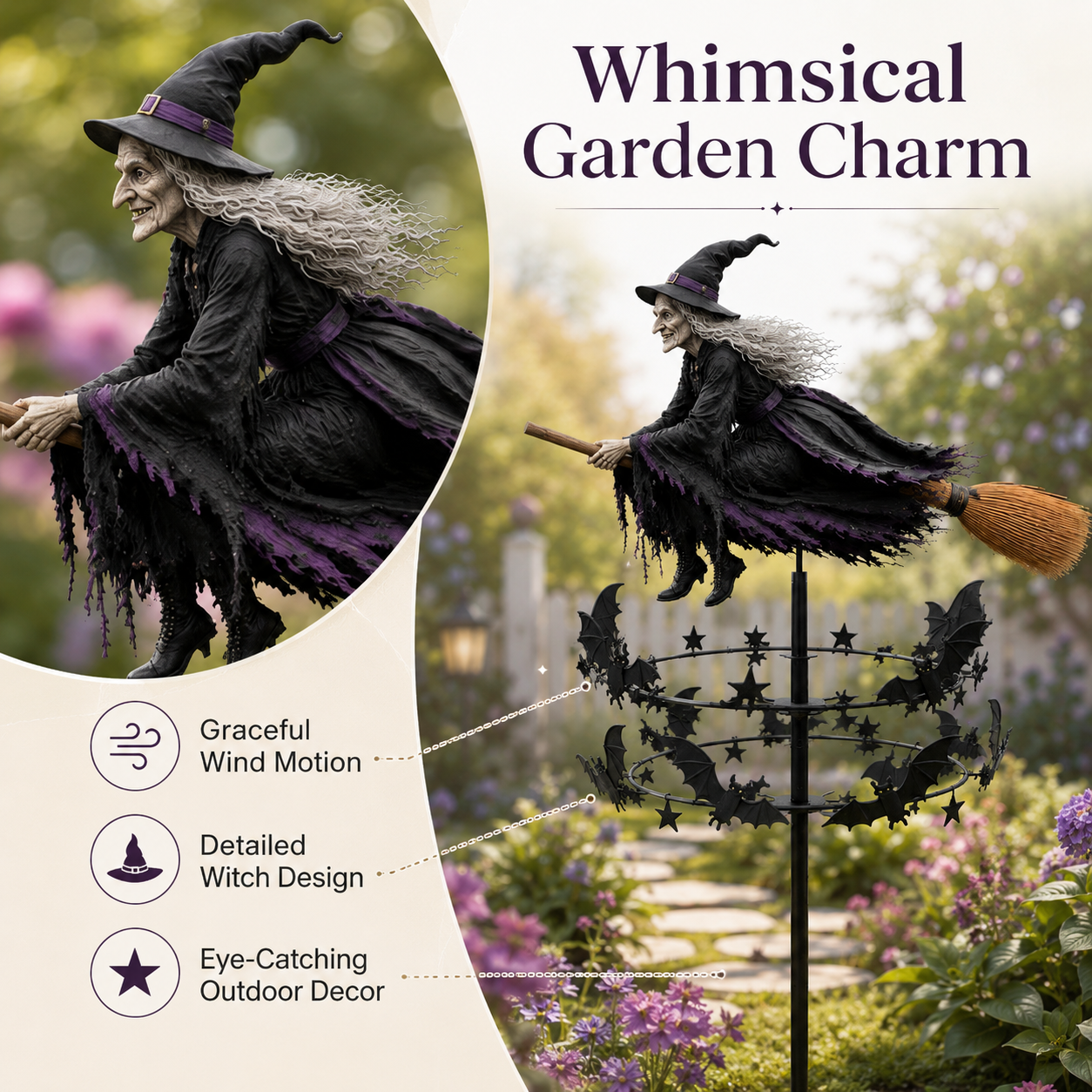 🔥 Halloween Early Bird Special 🧙‍♂️ The Enchanted Witch Garden Wind Spinner