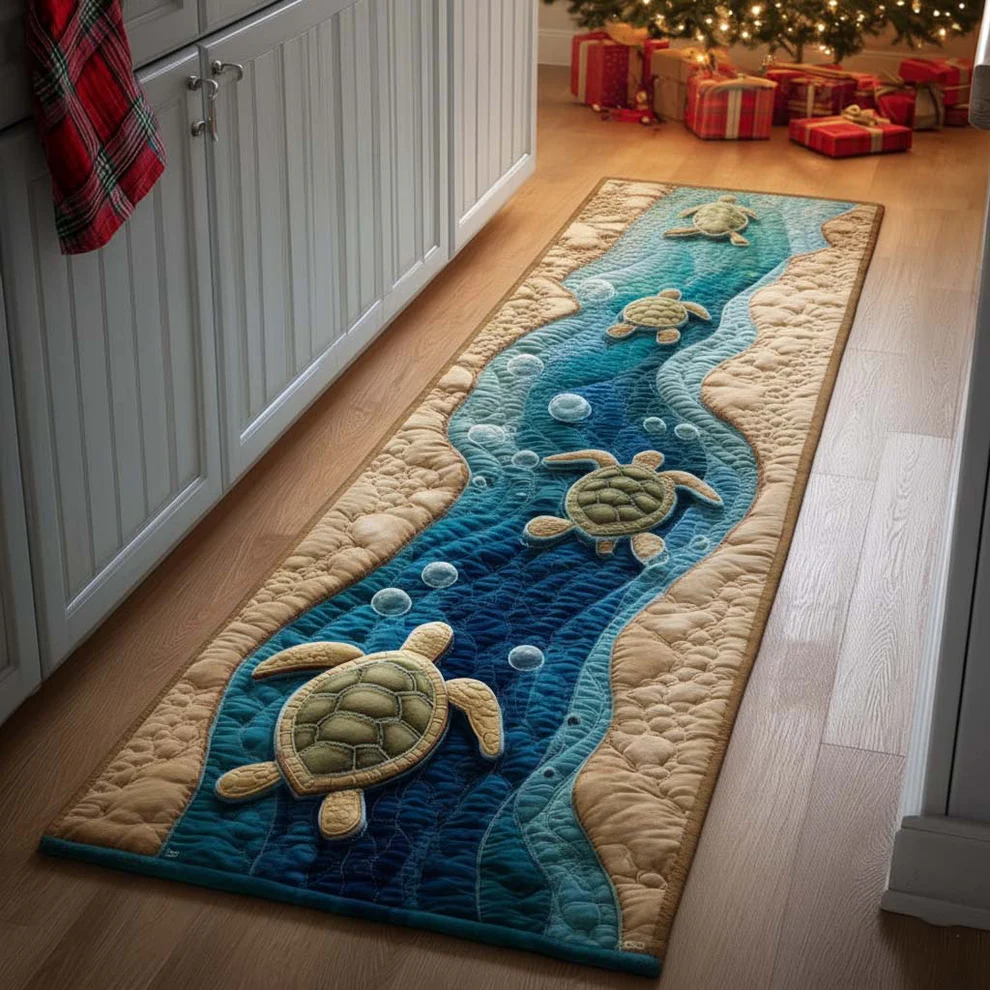 Summer Turtle Quilted Runner Rug