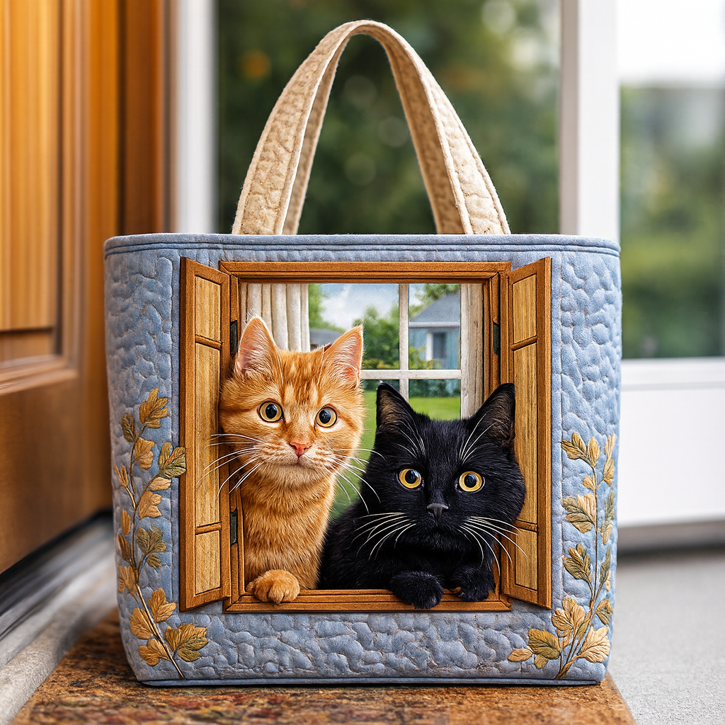 Whispers by the Window Quilted Tote Bag 🐾✨
