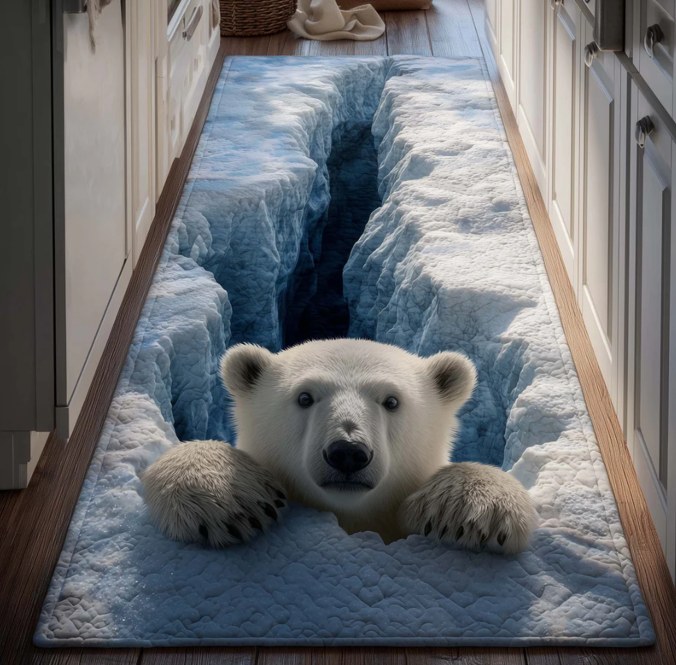 3D Visual Effect Themed Runner Rug with Artistic Scene Design for Hallway Decor Non-Slip Washable Polyester Floor Mat