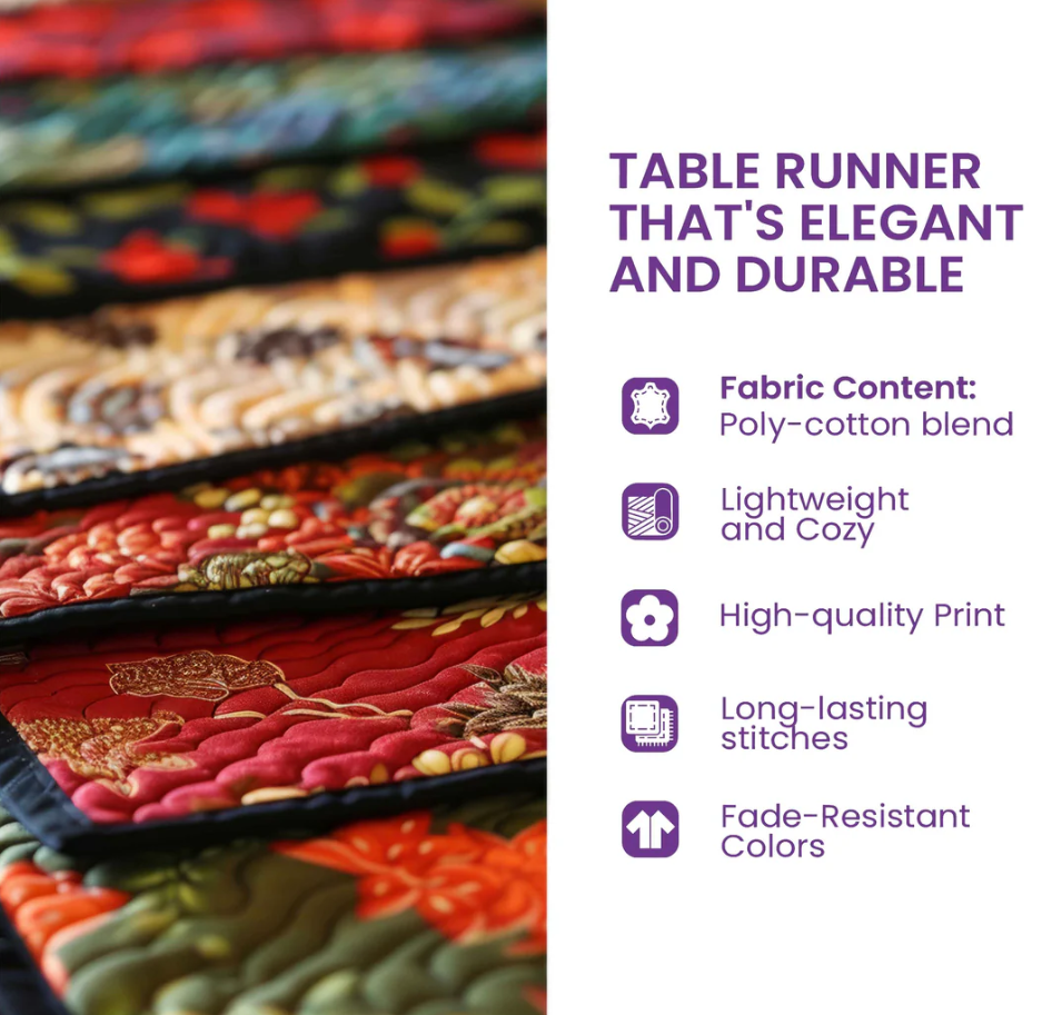 Blooming Forest Quilted Table Runner Floral Forest Pattern Dining Table Flag for Home Decor | forest