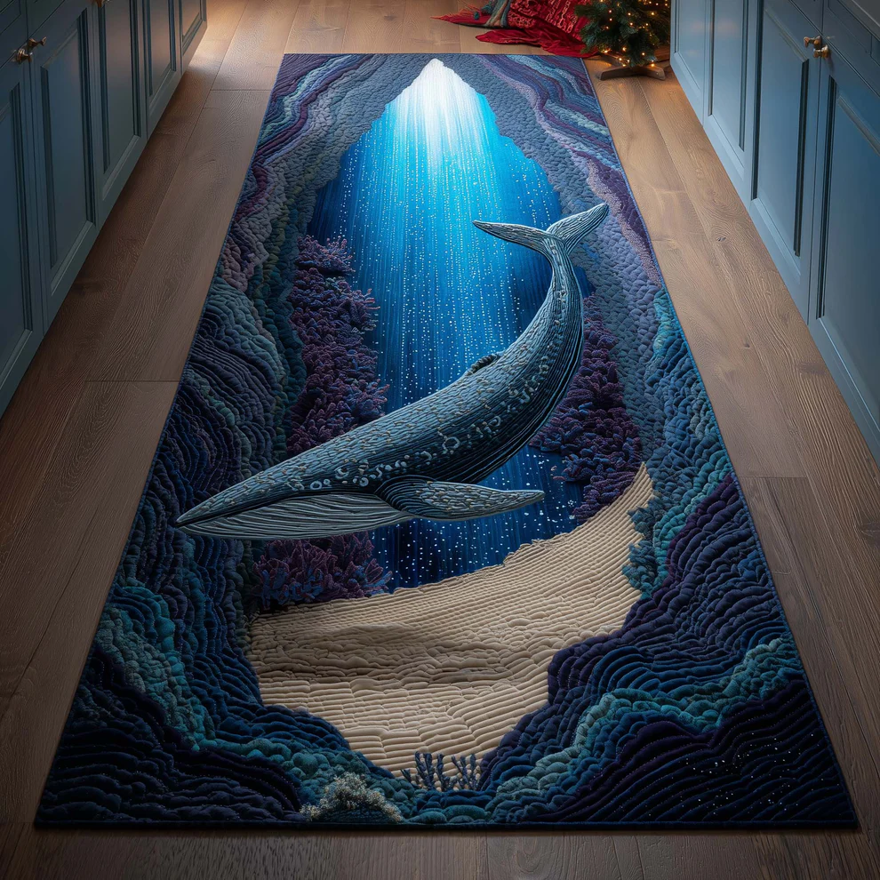 Majestic Whale Quilted Runner Rug  | Whale