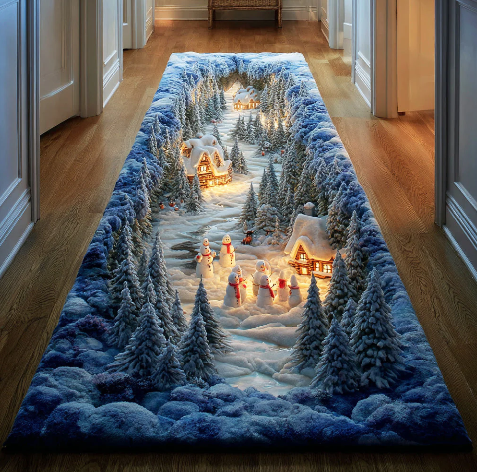 3D Stereoscopic Runner Carpet with Cat Bee Dragonfly Bear Turtle Polar Bear Patterns High-Density Polyester Non-Slip Wear-Resistant Washable Hallway Rug for Corridor Living Room Home Decor