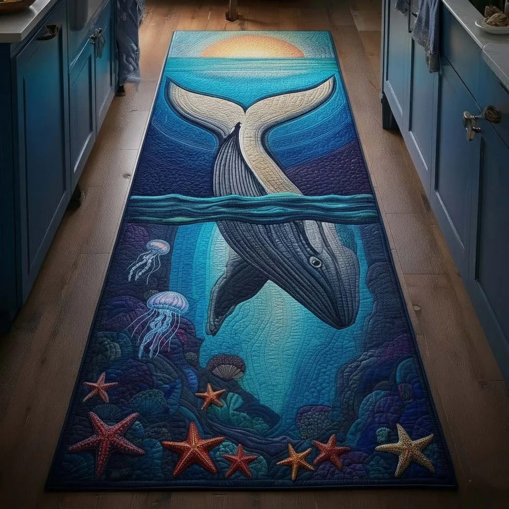 Majestic Whale Quilted Runner Rug  | Whale
