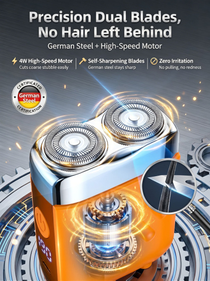 【German precision engineering, a best-selling shaver in Europe and America!】The new generation dual-head pocket shaver，Instant shaving, haircutting, and hair removal in just 1 second! Suitable for the whole family!