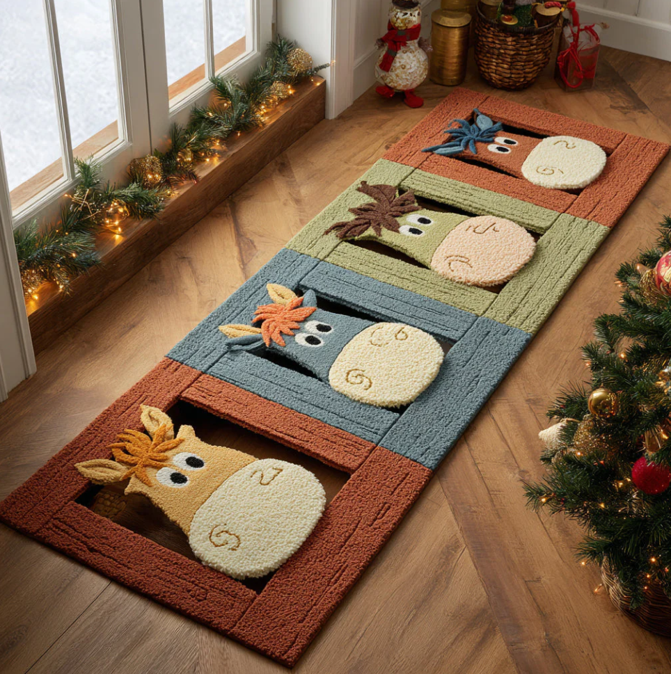 3D Stereoscopic Visual Effect Animal & Nature Themed Runner Carpet Non-Slip Wear-Resistant Washable Polyester Hallway Rug for Living Room Corridor Home Decoration