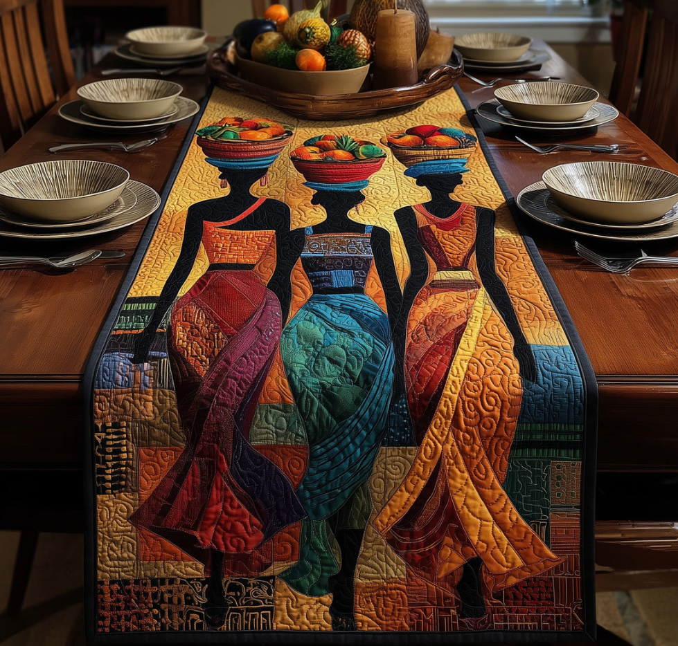 Golden Queens Quilted Table Runner Ethnic Pattern Dining Table Flag for Home Decor | queens