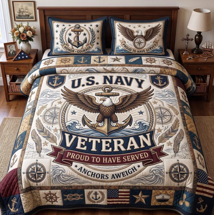 Nautical Heritage Eagle 3-Piece Quilted Bedding Set