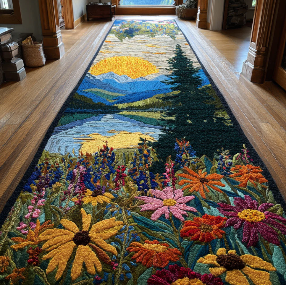 3D Stereoscopic Visual Effect Animal & Nature Themed Runner Carpet Non-Slip Wear-Resistant Washable Polyester Hallway Rug for Living Room Corridor Home Decoration