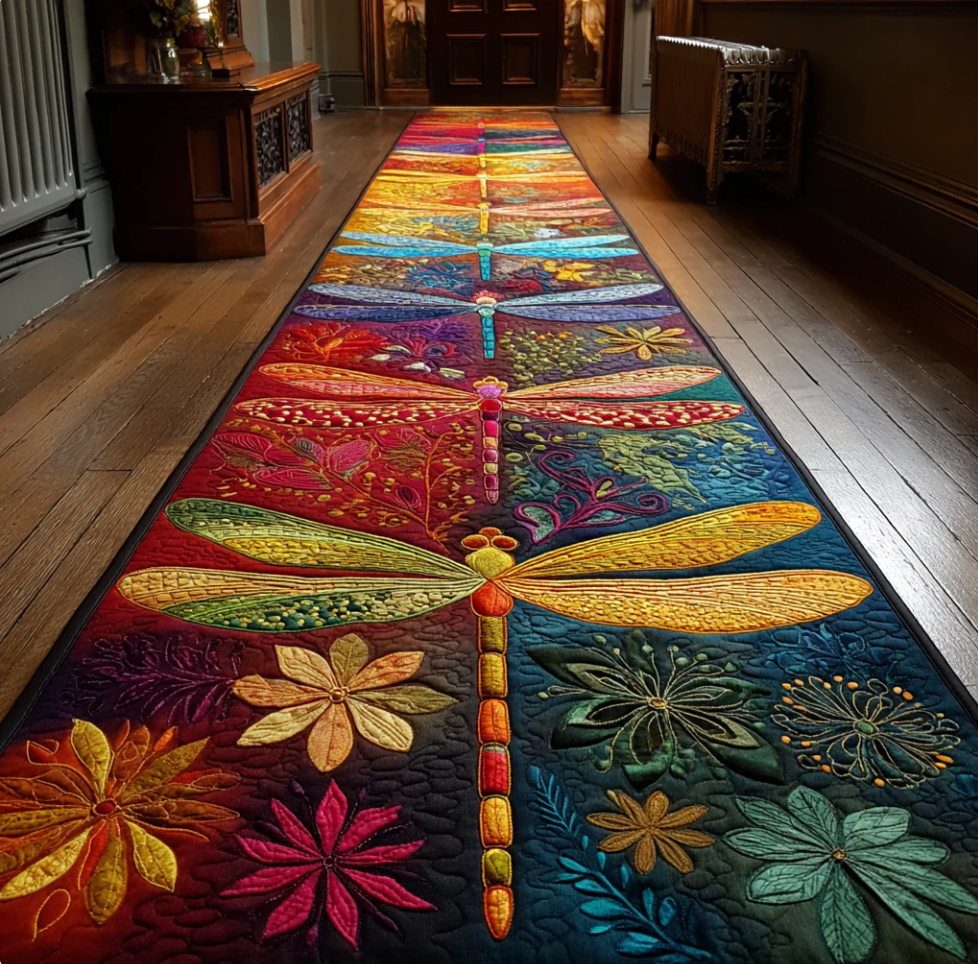 3D Stereoscopic Runner Carpet with Cat Bee Dragonfly Bear Turtle Polar Bear Patterns High-Density Polyester Non-Slip Wear-Resistant Washable Hallway Rug for Corridor Living Room Home Decor