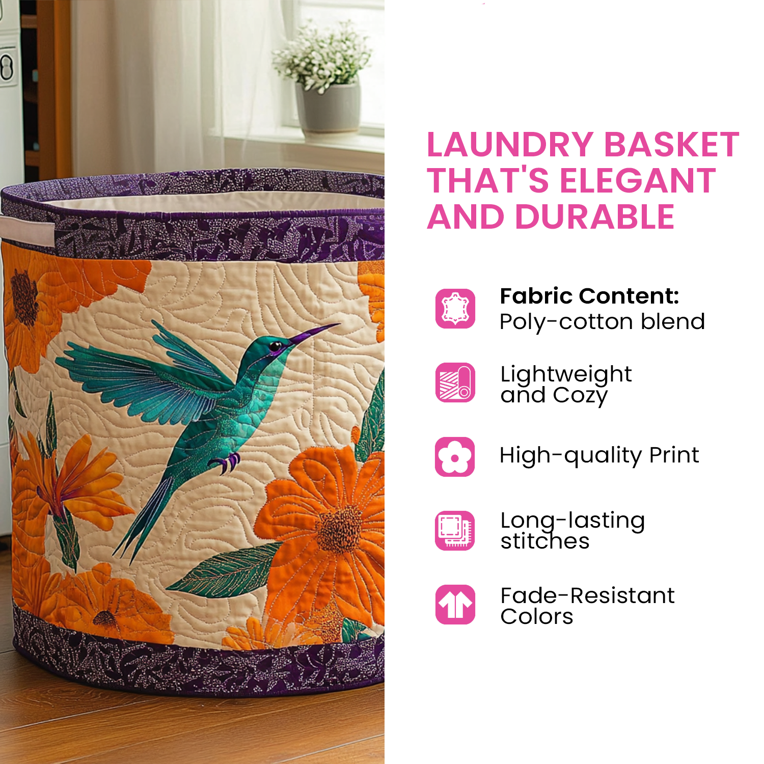 Cat Quilted Laundry Basket