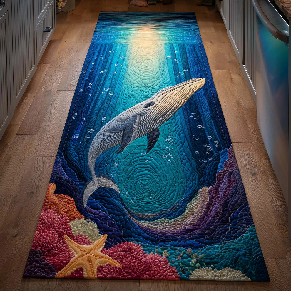 Majestic Whale Quilted Runner Rug  | Whale