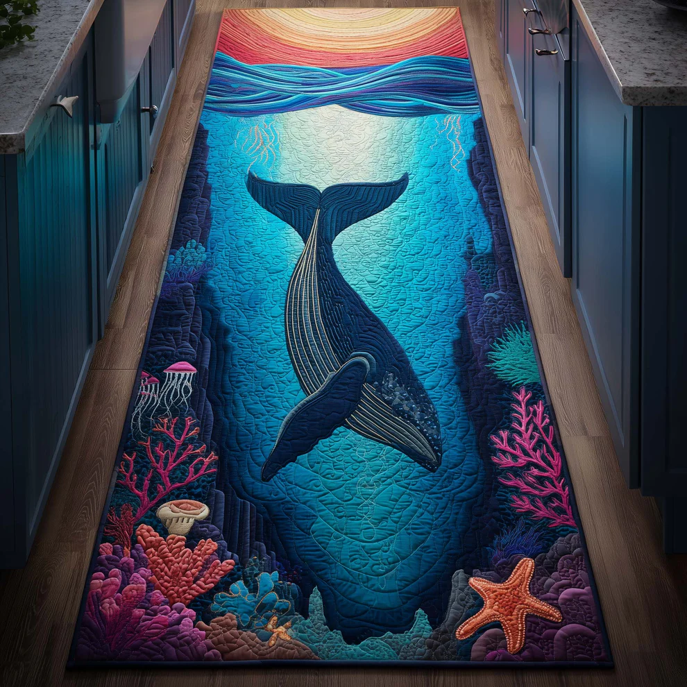Majestic Whale Quilted Runner Rug  | Whale