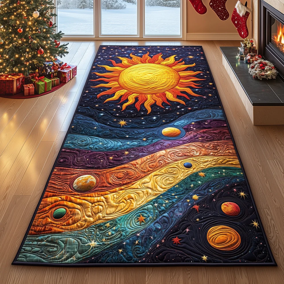 Hippie Sun Quilted Runner Rug  | sun