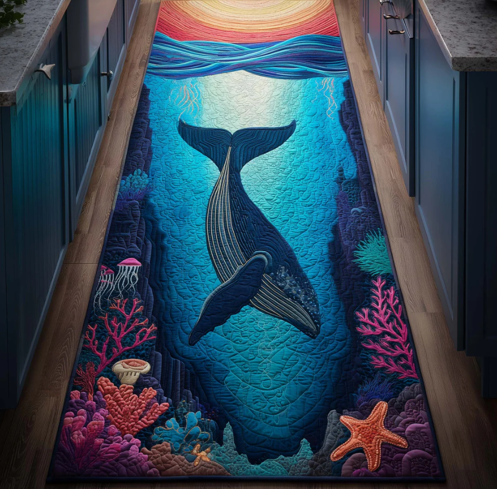 Immersive 3D Patterned Hallway Runner Rug with Animal & Nature Motifs Non-Slip Durable Polyester Floor Decor Mat