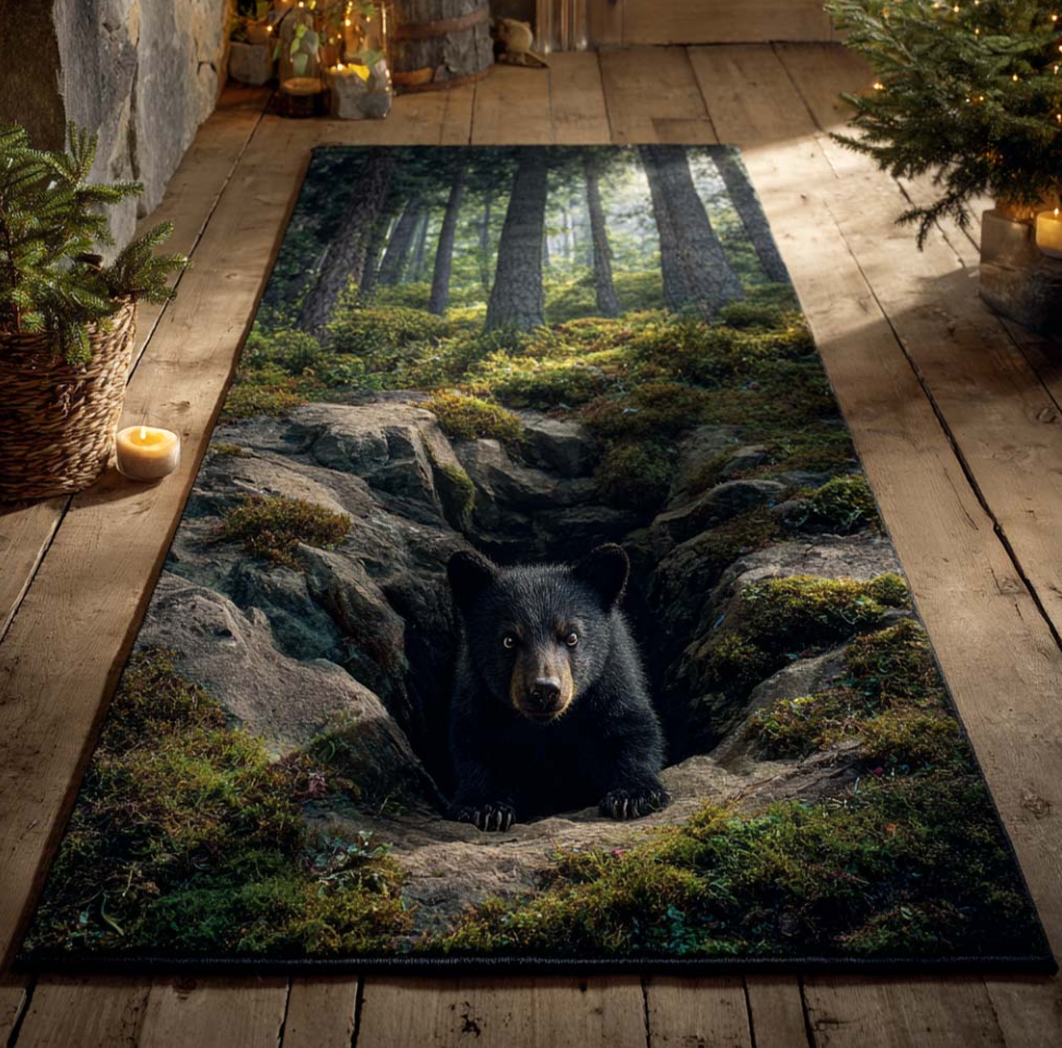 3D Stereoscopic Visual Effect Animal & Nature Themed Runner Carpet Non-Slip Wear-Resistant Washable Polyester Hallway Rug for Living Room Corridor Home Decoration