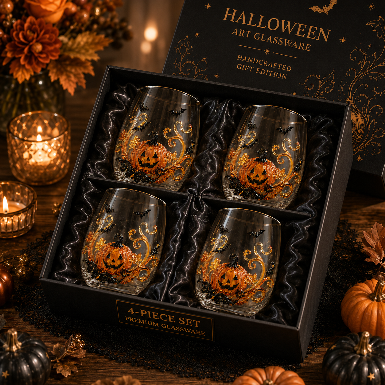 🎃 3D Halloween Artisan Glassware Collection | For Magical Halloween Sips, Eye-Catching 3D Details, Luminous Festive Party Moments & Cozy Fall Home Bar Glow