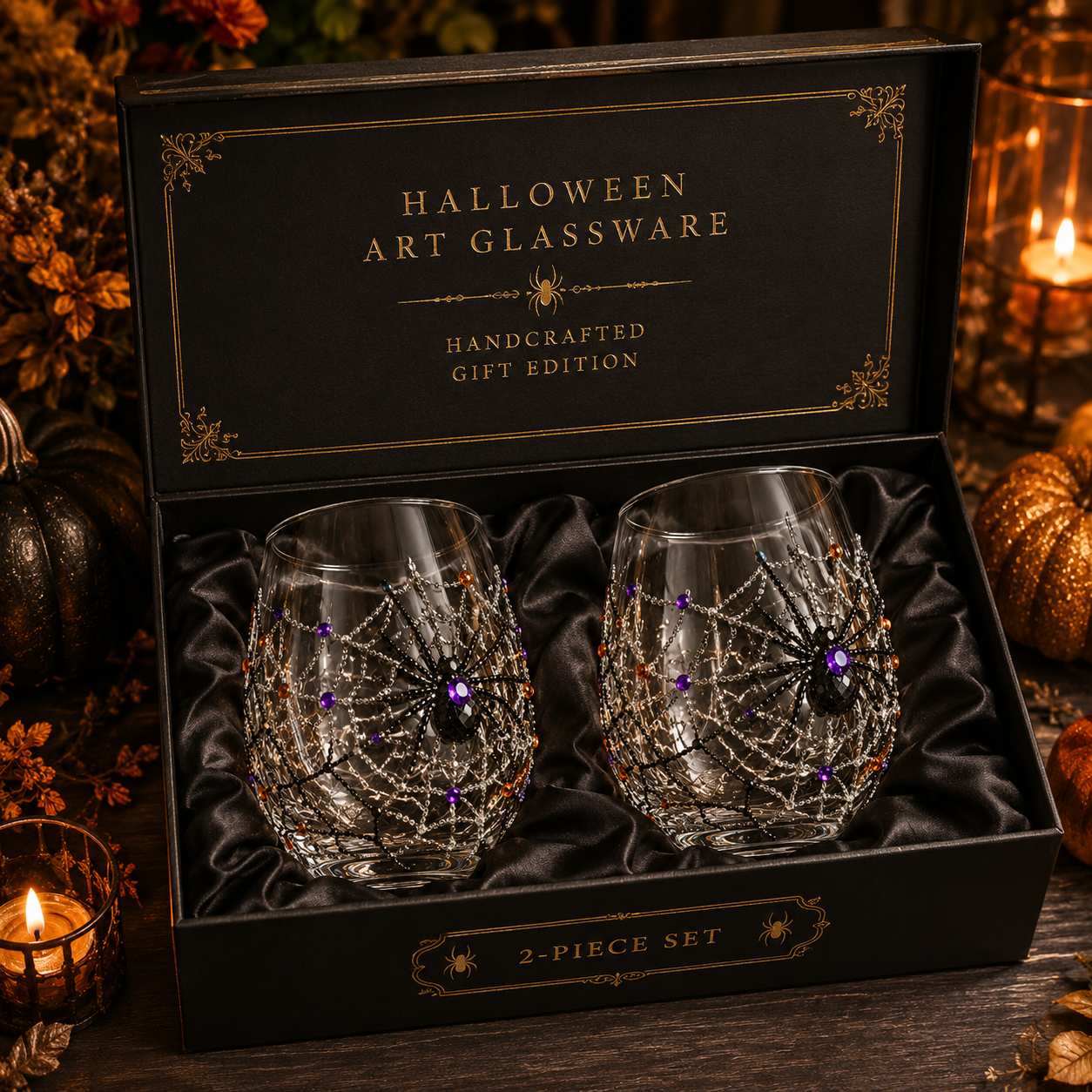 🎃 3D Halloween Artisan Glassware Collection | For Magical Halloween Sips, Eye-Catching 3D Details, Luminous Festive Party Moments & Cozy Fall Home Bar Glow