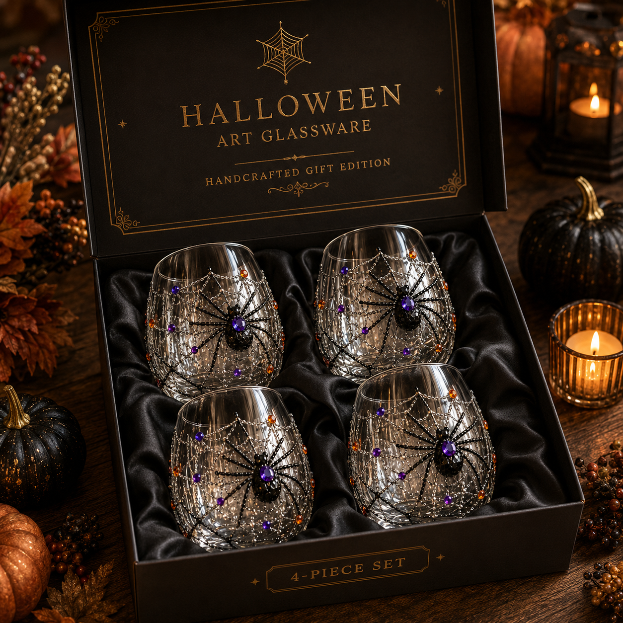 🎃 3D Halloween Artisan Glassware Collection | For Magical Halloween Sips, Eye-Catching 3D Details, Luminous Festive Party Moments & Cozy Fall Home Bar Glow