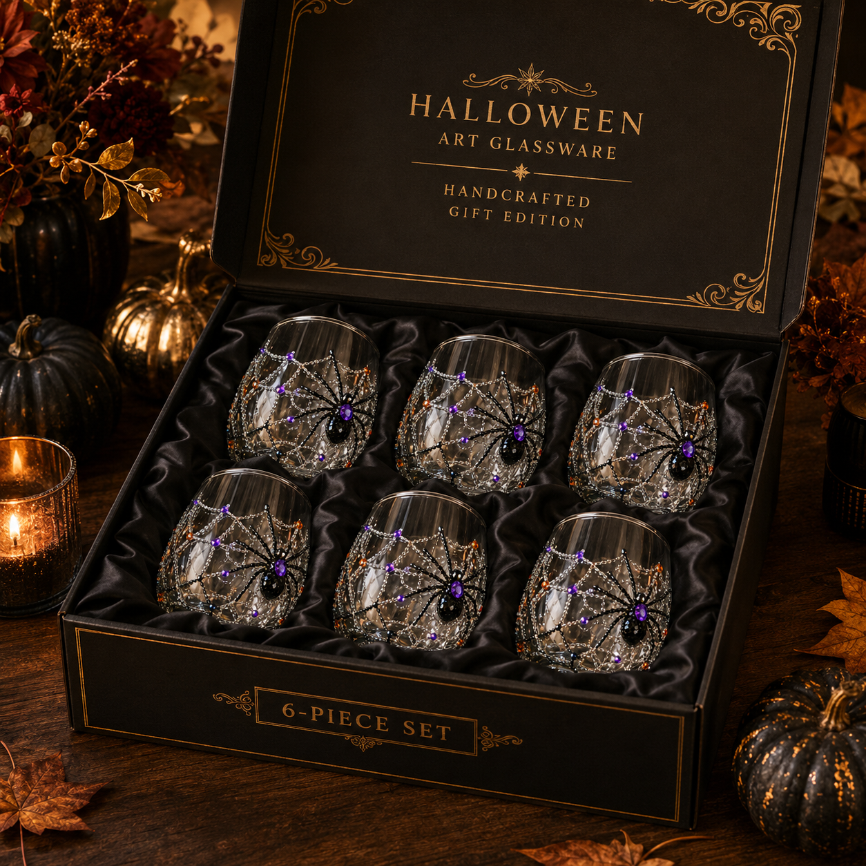 🎃 3D Halloween Artisan Glassware Collection | For Magical Halloween Sips, Eye-Catching 3D Details, Luminous Festive Party Moments & Cozy Fall Home Bar Glow