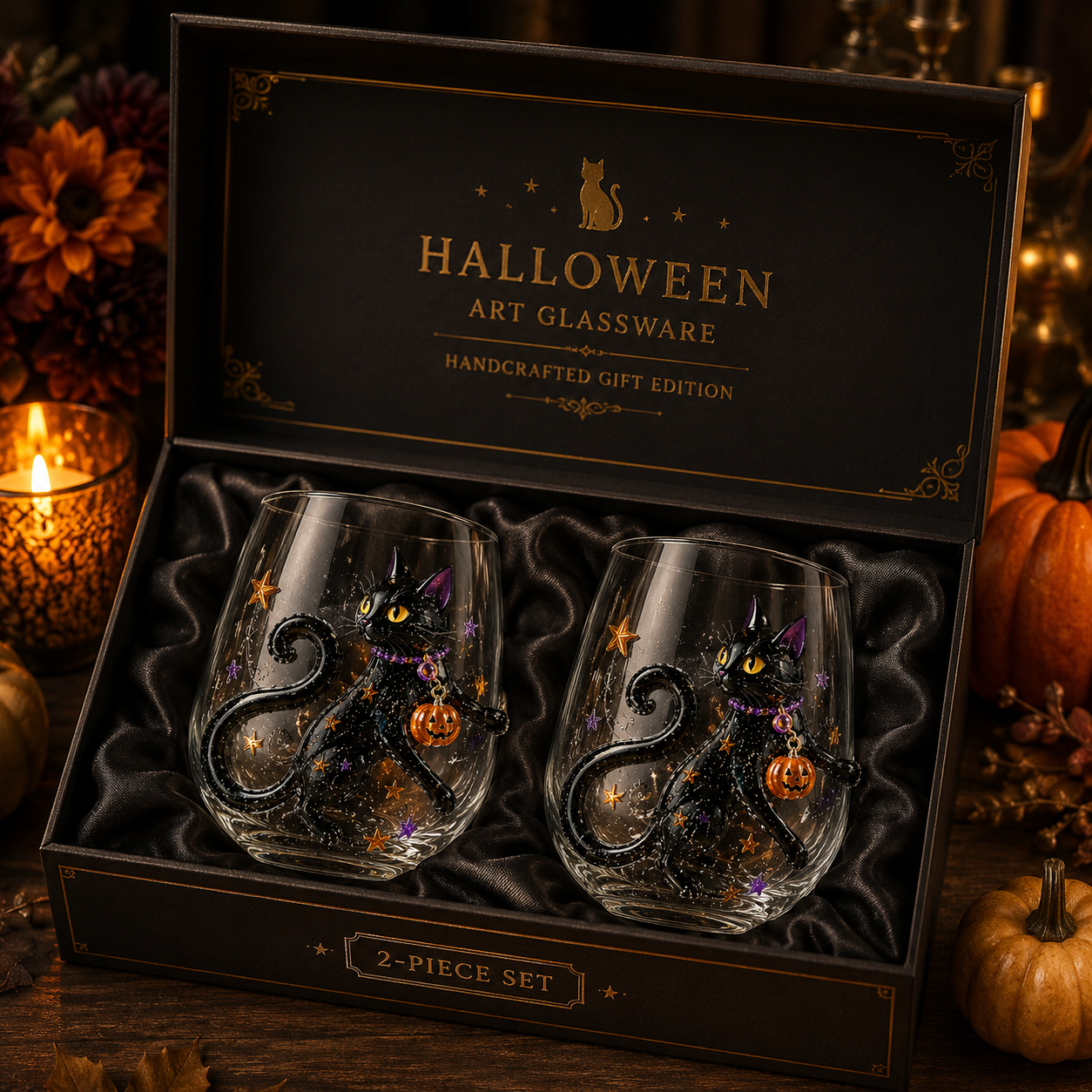 🎃 3D Halloween Artisan Glassware Collection | For Magical Halloween Sips, Eye-Catching 3D Details, Luminous Festive Party Moments & Cozy Fall Home Bar Glow