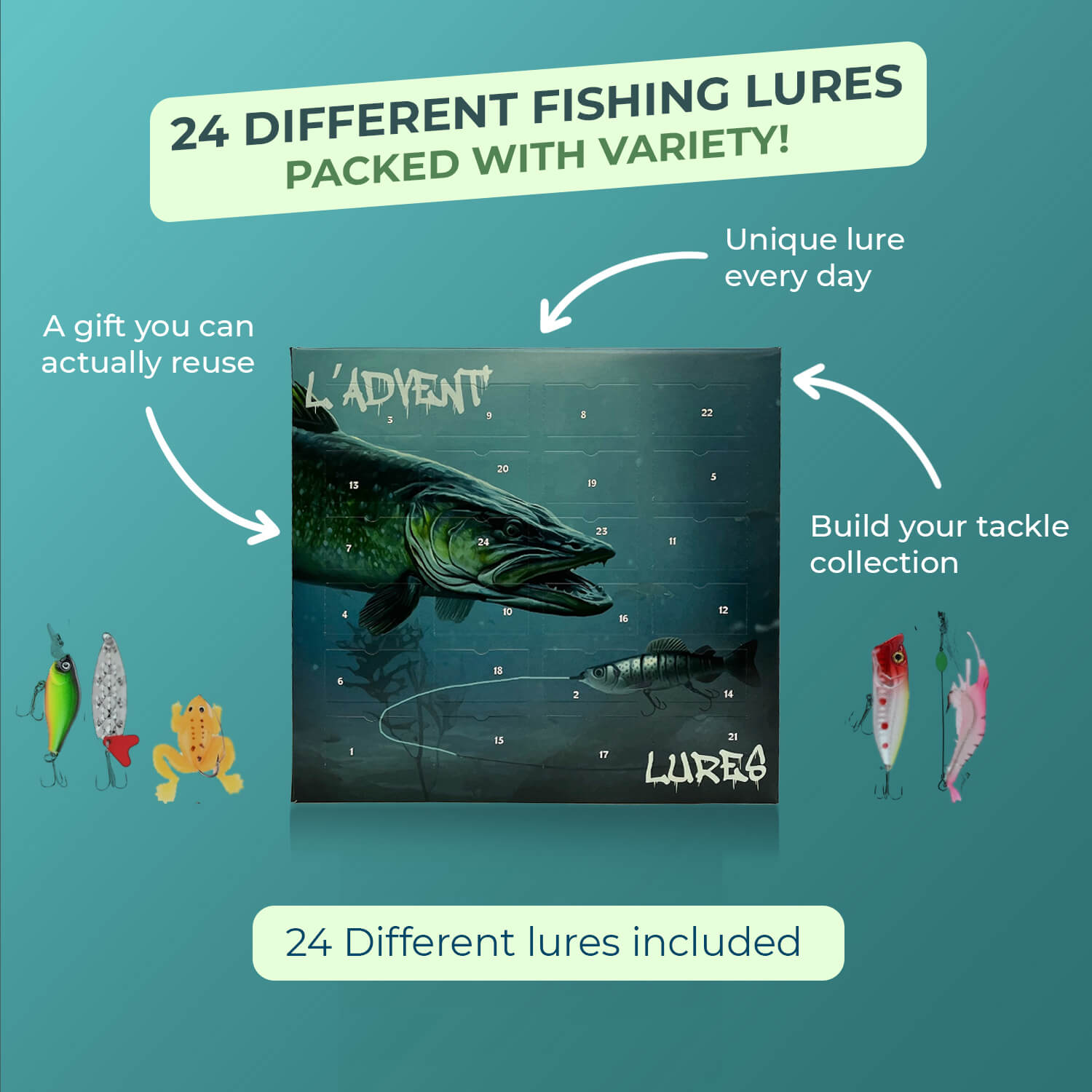 Fishing advent calendar gift presentation