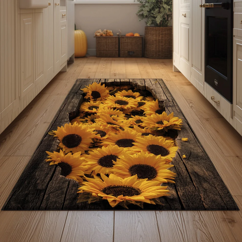 3D Sunflower Hollow Runner Rug   | Sunflower