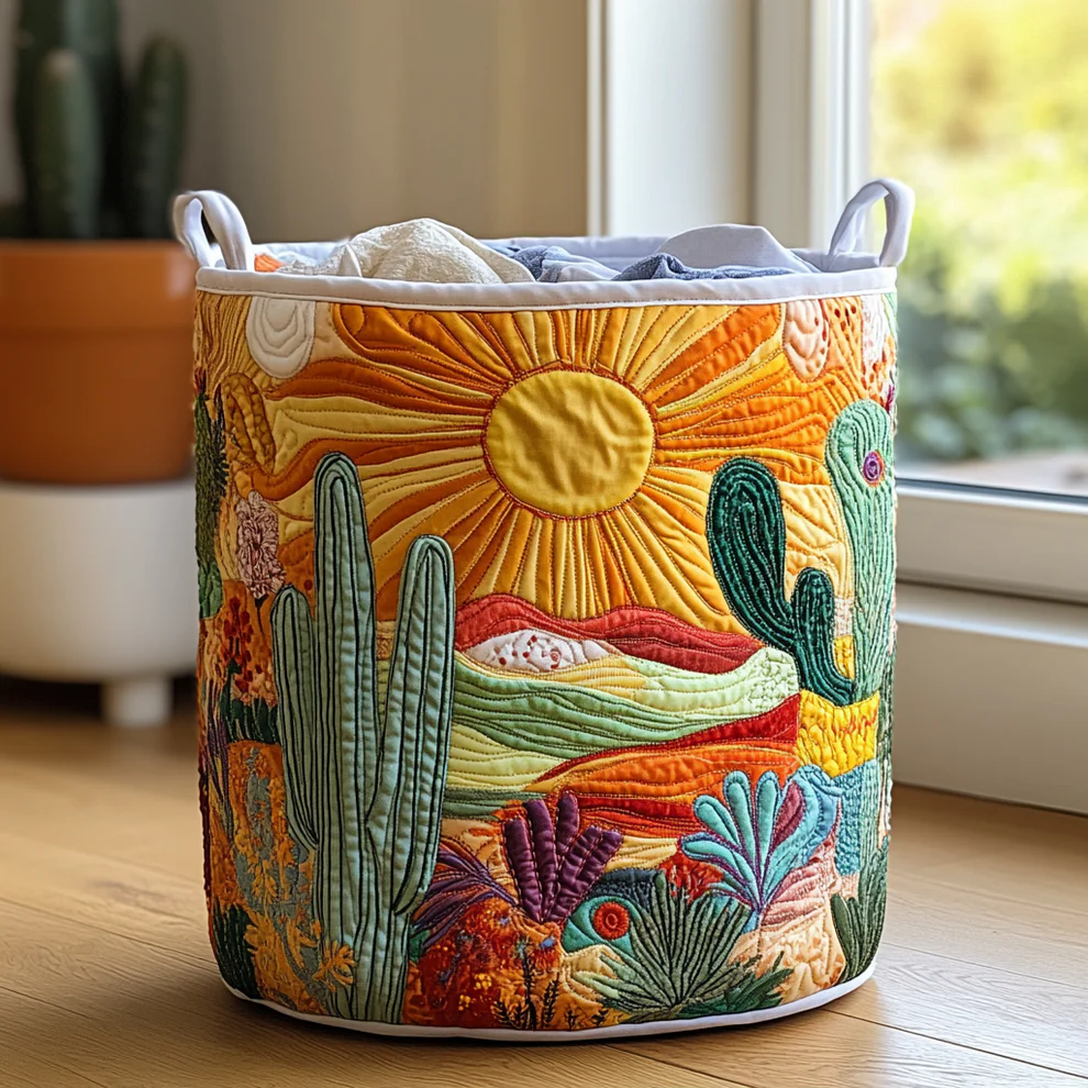 Sunshine Quilted Laundry Basket