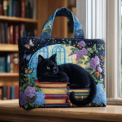 Black Cat Quilted Tote Bag