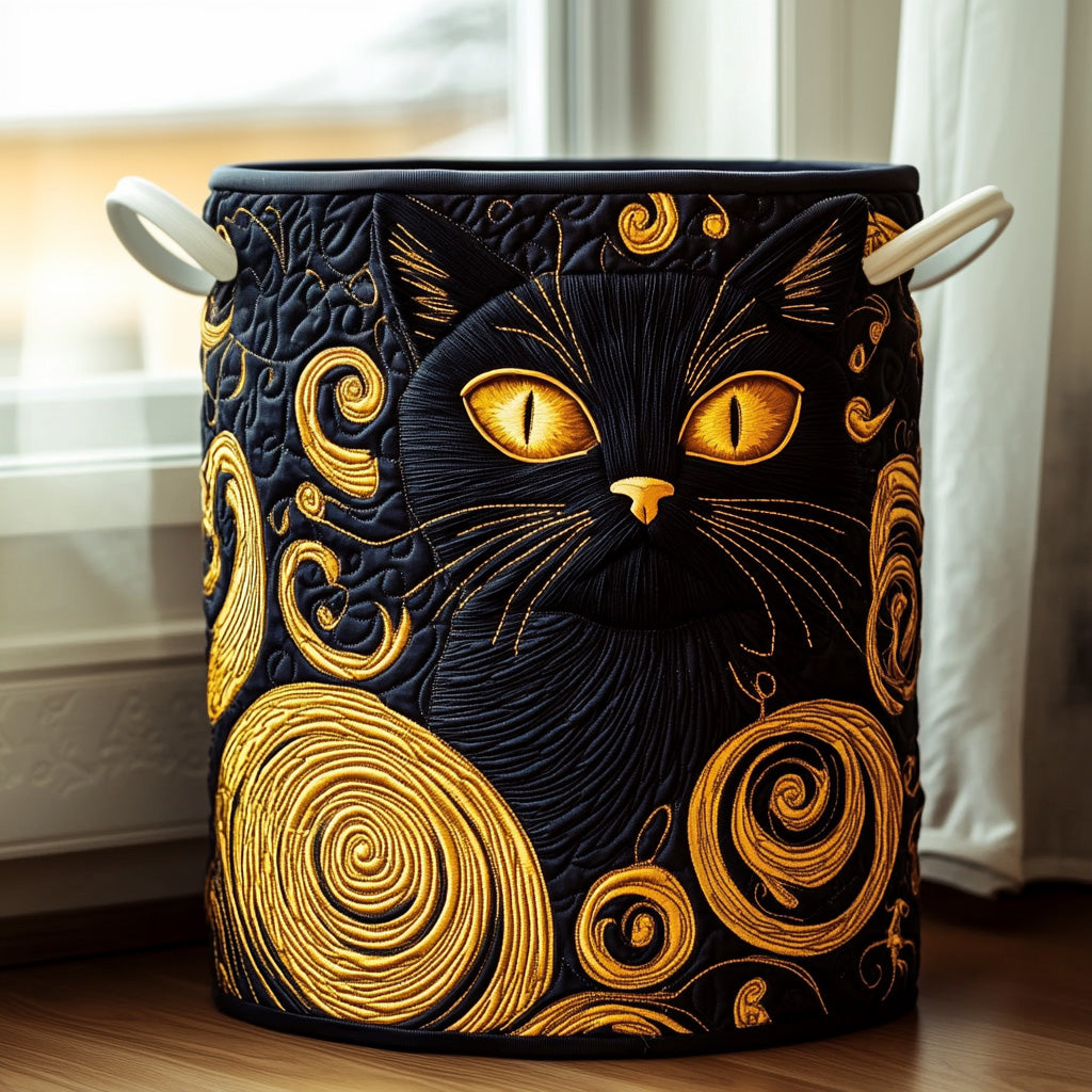 Cat Quilted Laundry Basket
