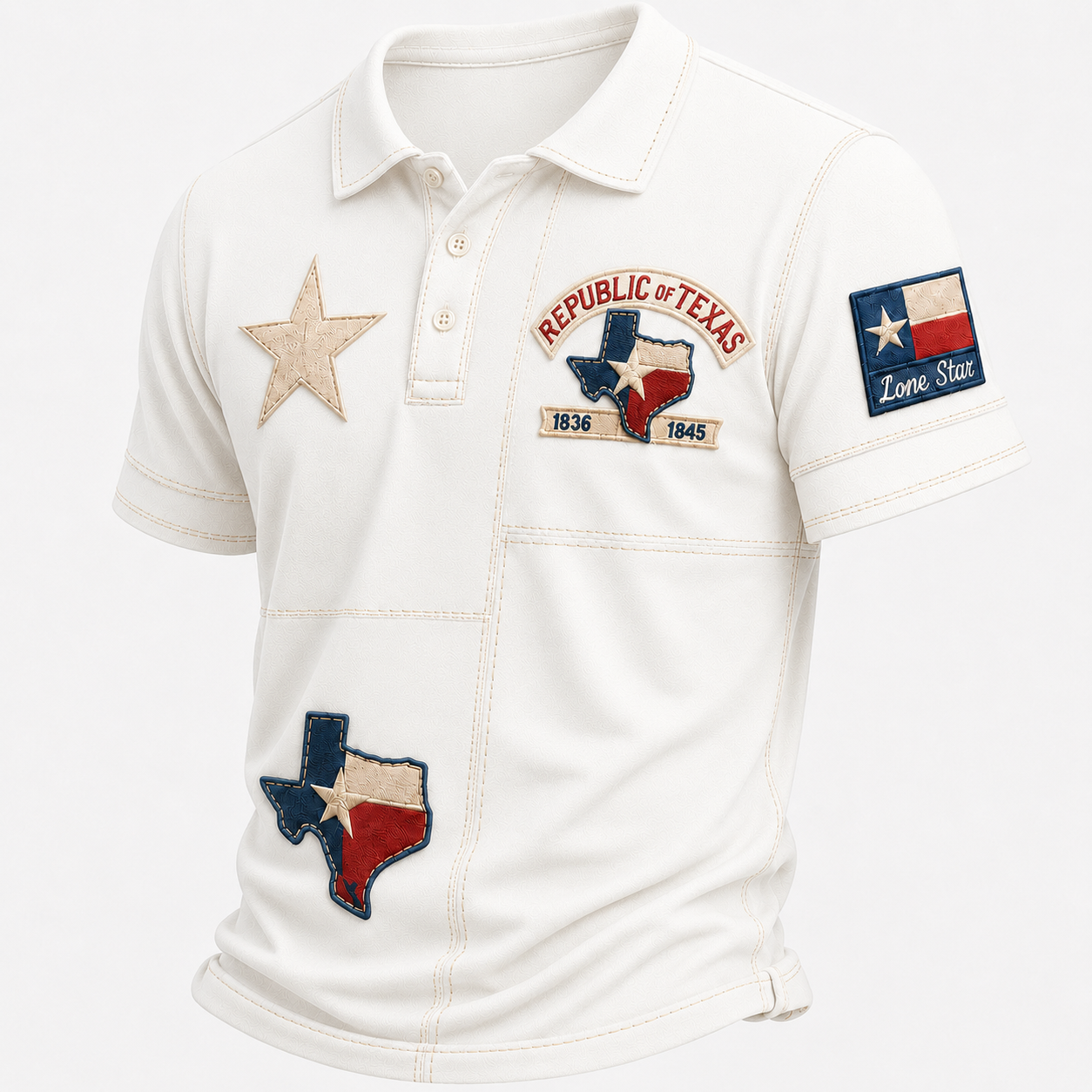 Men's Vintage Print Casual Polo Shirt – Celebrate Texas Pride in Style