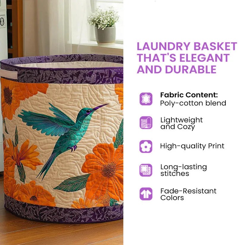 Floral Sheep Quilted Laundry Basket 