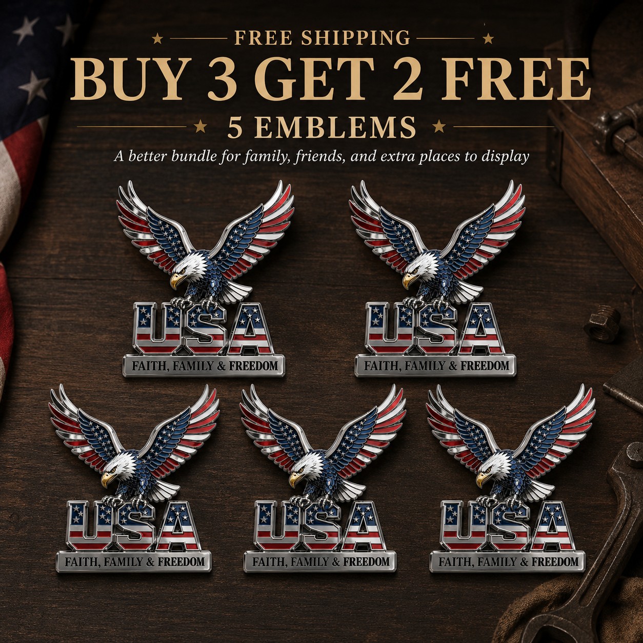 The best gift for patriots - ★American faith, family, and freedom★ metal badge