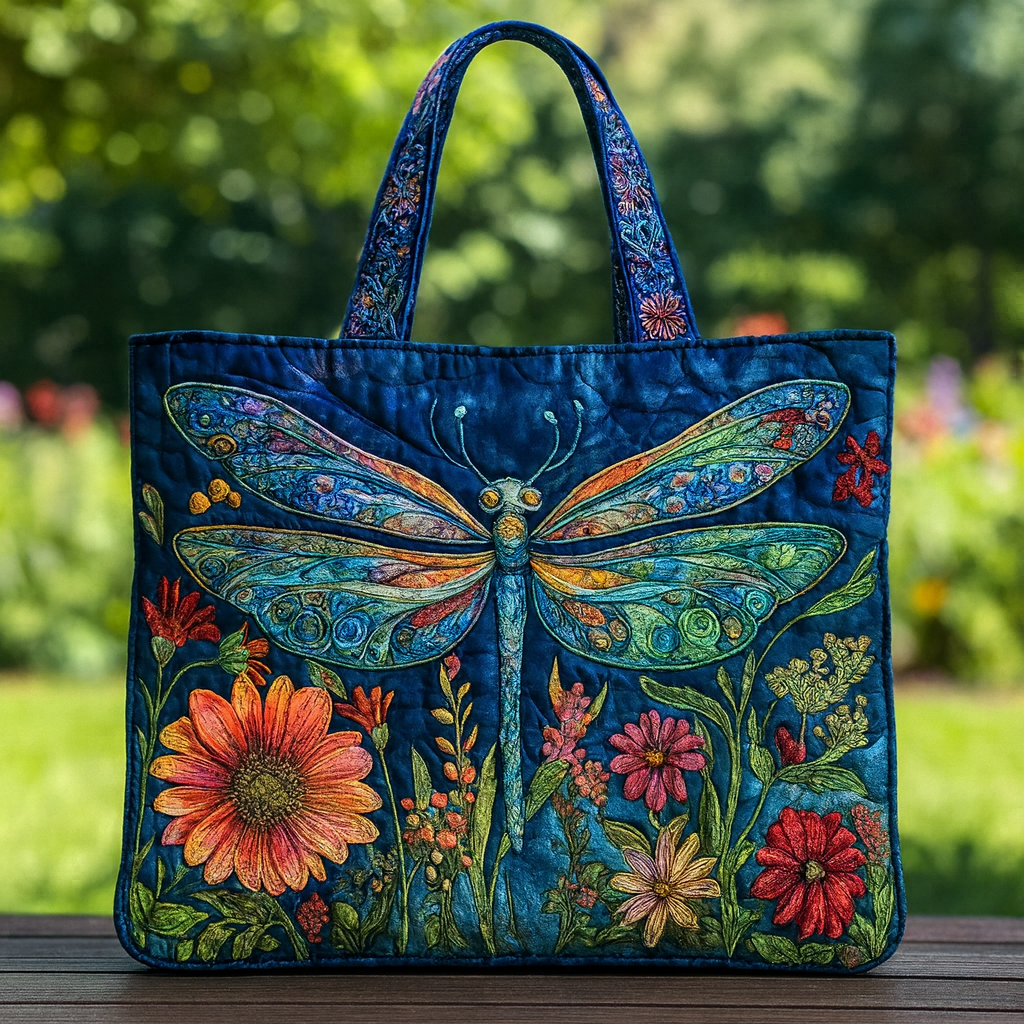 Whispering Wings Garden Quilted Tote Bag 🦋🌿✨