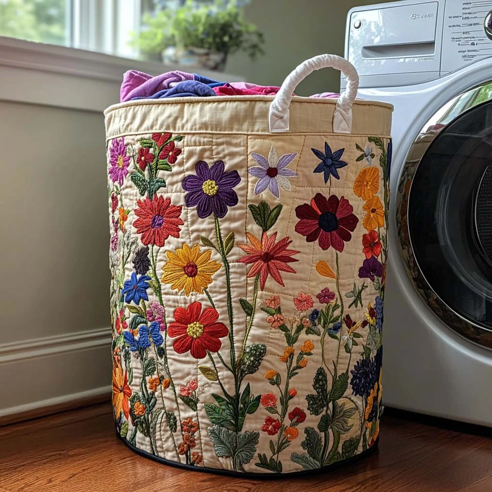 Hot Seller Floral Quilted Laundry Basket