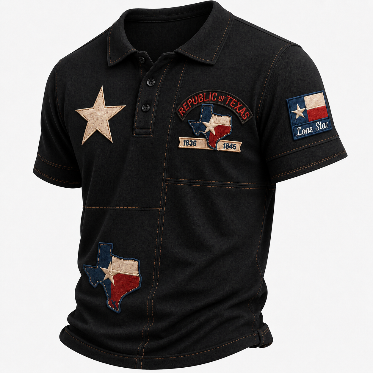 Men's Vintage Print Casual Polo Shirt – Celebrate Texas Pride in Style