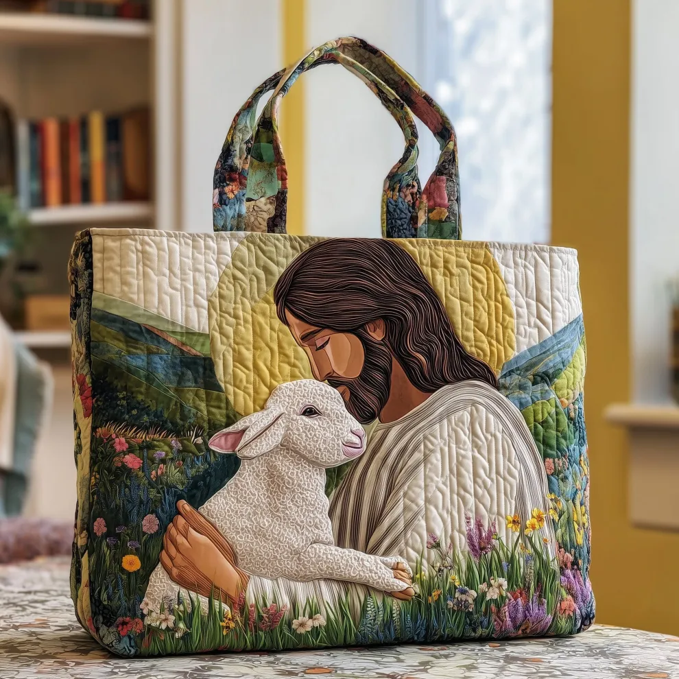 Divine Shepherd’s Embrace Quilted Tote