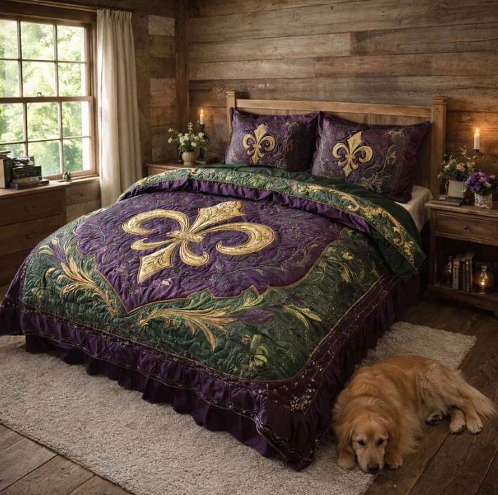 Royal Iris Luxury 3-Piece Quilted Bedding Set