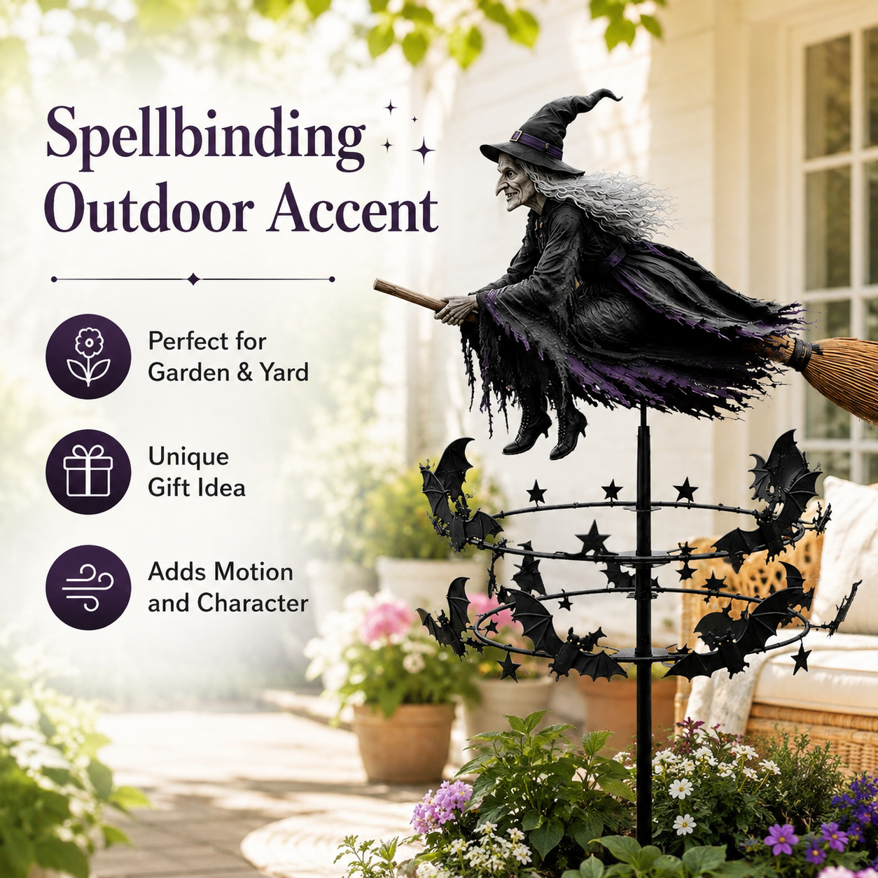 🔥 Halloween Early Bird Special 🧙‍♂️ The Enchanted Witch Garden Wind Spinner