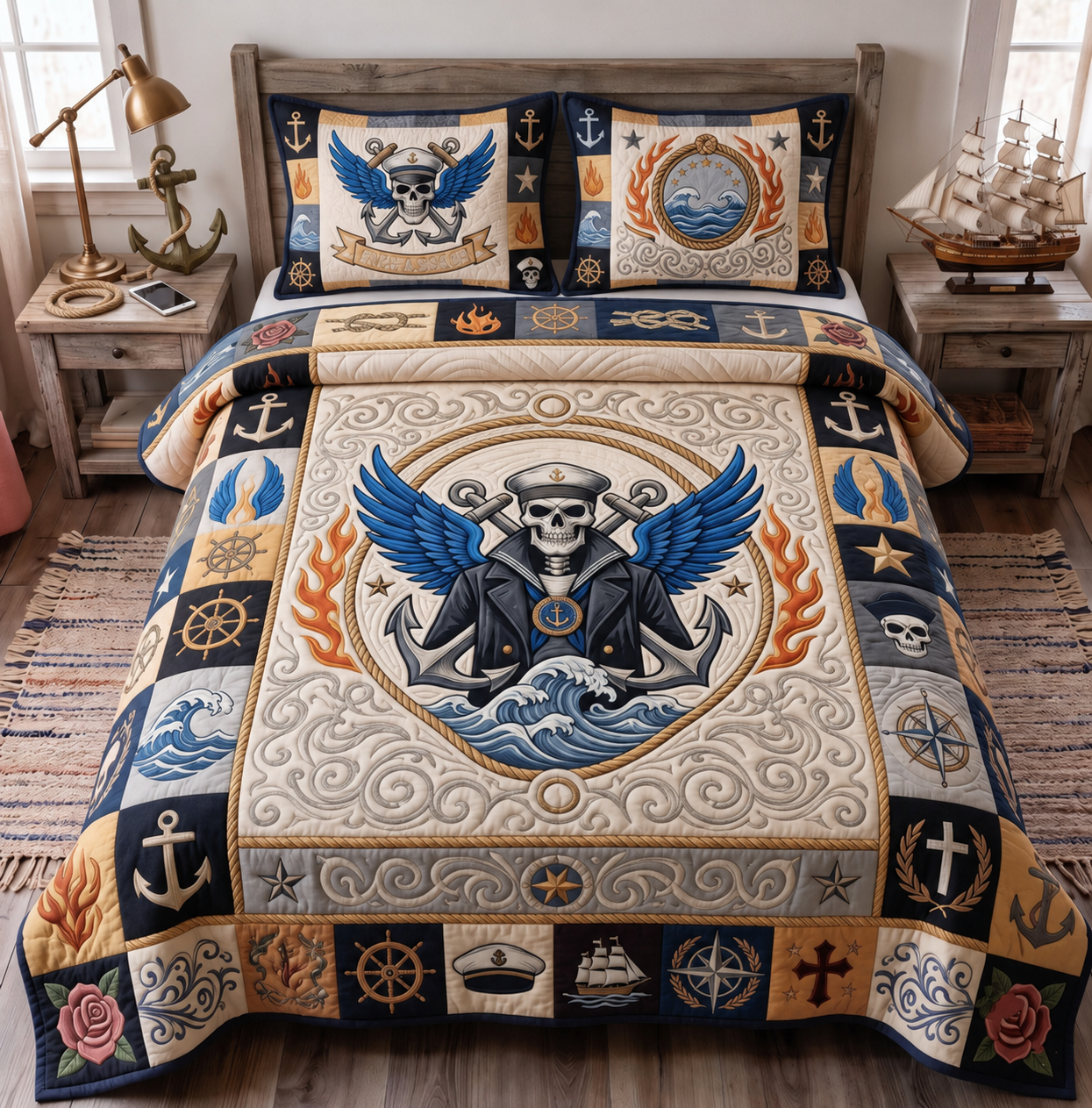 Once A Sailor 3-Piece Quilted Bedding Set