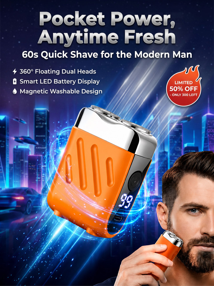 【German precision engineering, a best-selling shaver in Europe and America!】The new generation dual-head pocket shaver，Instant shaving, haircutting, and hair removal in just 1 second! Suitable for the whole family!