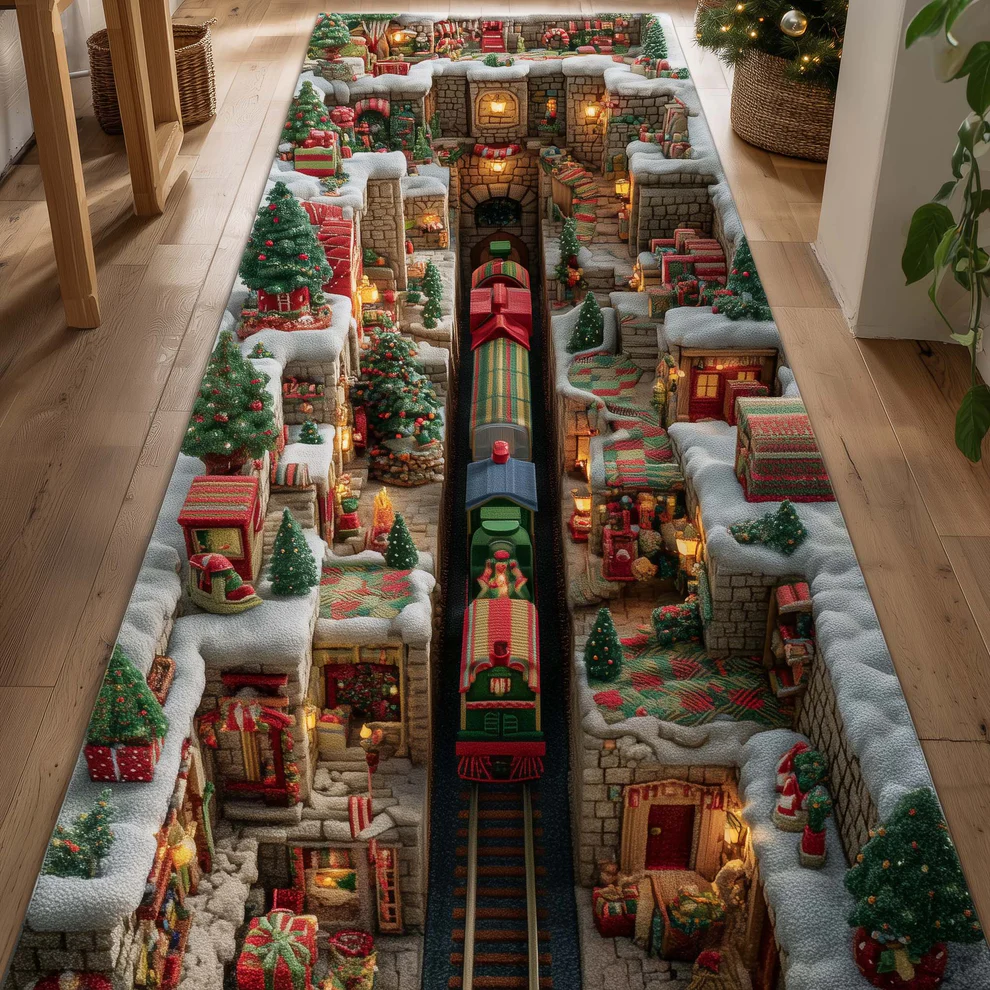 3D Jolly Workshop Runner Rug  | Train