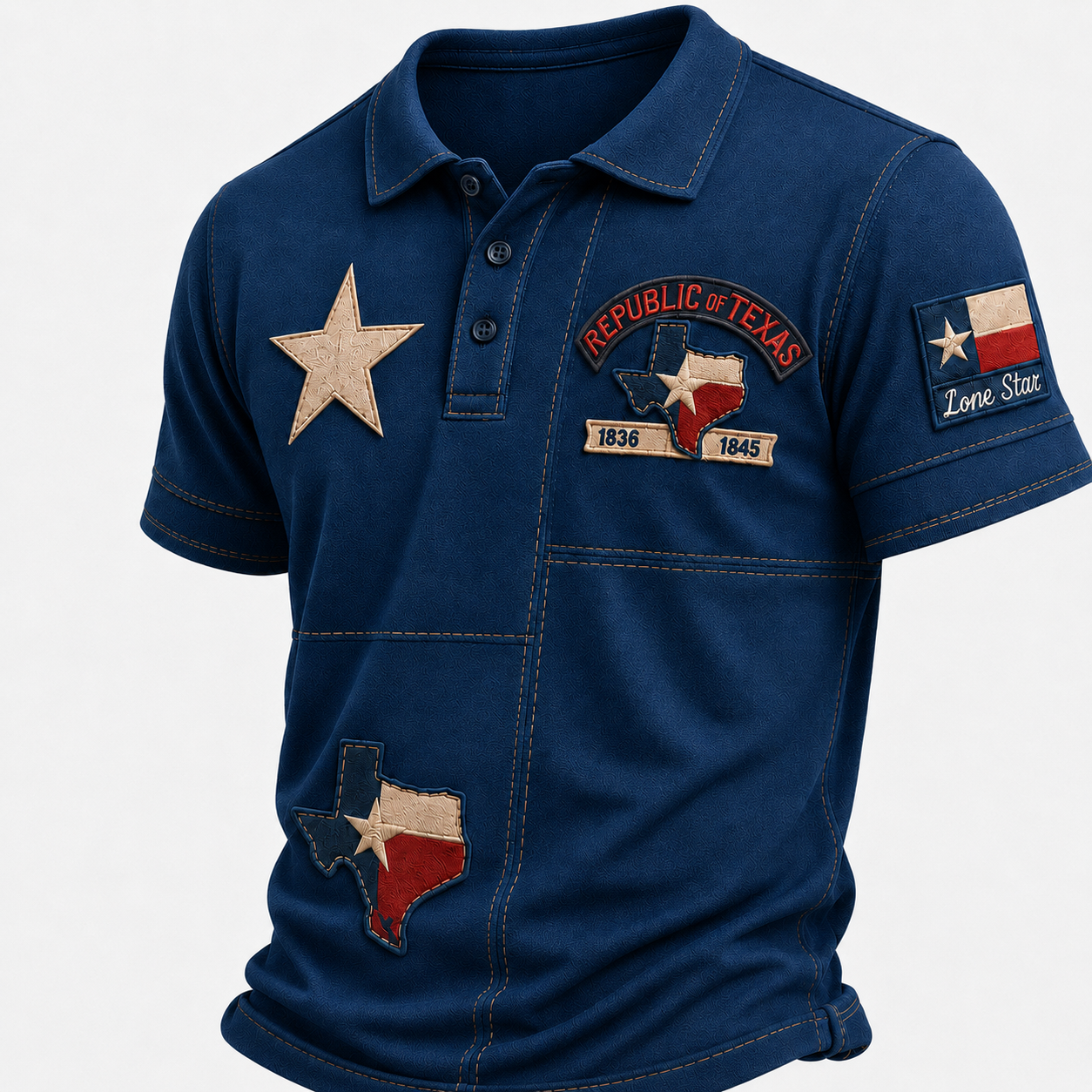 Men's Vintage Print Casual Polo Shirt – Celebrate Texas Pride in Style