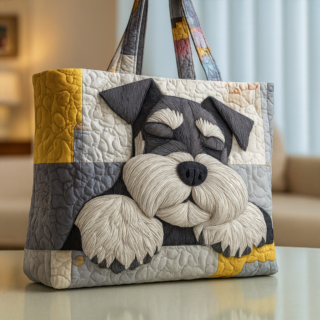 Dreaming Schnauzer Slumber Quilted Tote