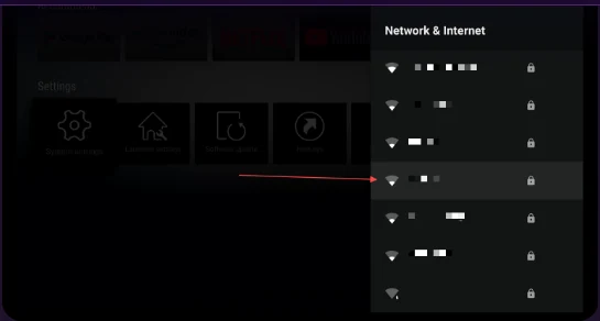 WiFi network list screen