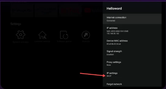 WiFi details screen