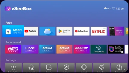 vSeeBox home screen